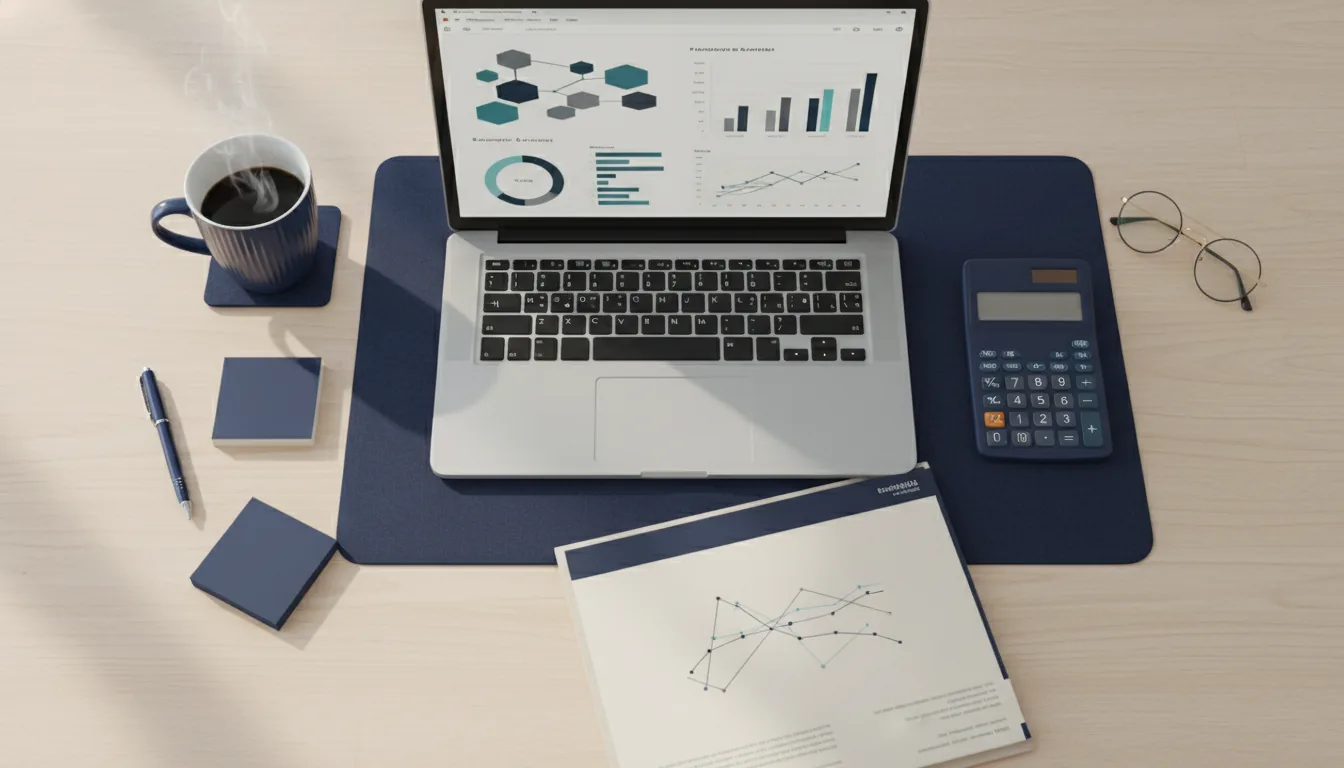 Acceptance-rate spreadsheet open on a laptop, with a notepad and pen alongside